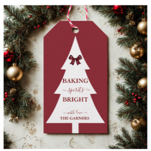 Baking Spirits Bright   Christmas Tree Red  Gift Tags