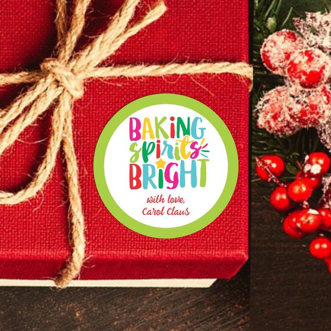 Baking Spirits Bright Colourful Christmas Treats Classic Round Sticker (Creator Uploaded)