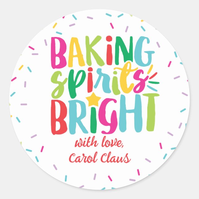 Baking Spirits Bright Colourful Sprinkles Christma Classic Round Sticker (Front)