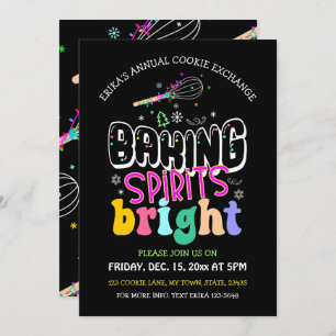 Baking Spirits Bright Cookie Exchange Holiday Invitation