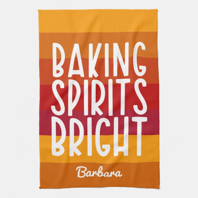Baking Spirits Bright Custom Thanksgiving  Kitchen Towel (Vertical)