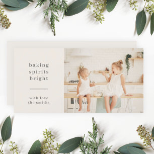Baking Spirits Bright Fun Kids Photo Neutral Holiday Card