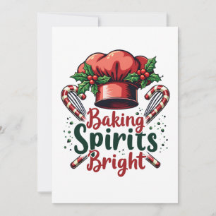 Baking Spirits Bright Funny Baking Chef Baker   Holiday Card