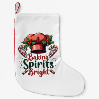 Baking Spirits Bright Funny Baking Chef Baker   Small Christmas Stocking