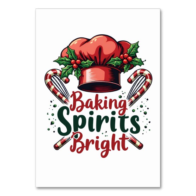Baking Spirits Bright Funny Baking Chef Baker   Table Number (Front)