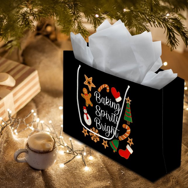 Baking Spirits Bright Gingerbread Christmas Cookie Large Gift Bag (Creator Uploaded)