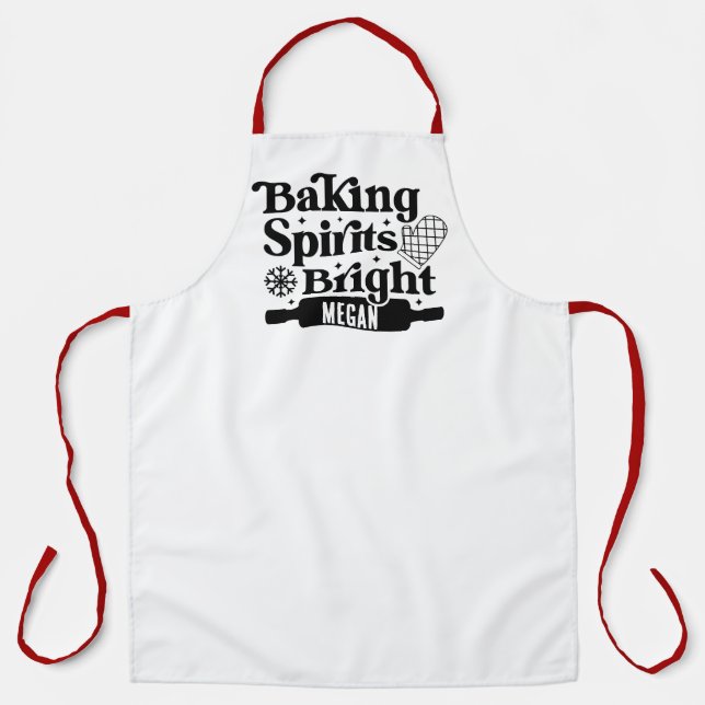 'Baking Spirits Bright' Gingerbread Christmas Home Apron (Front)