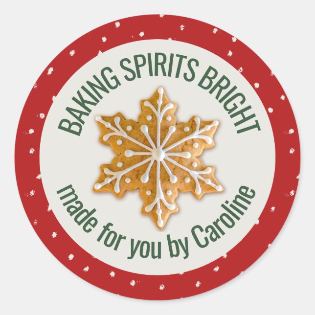 Baking Spirits Bright | Gingerbread Cookie Custom Classic Round Sticker (Front)