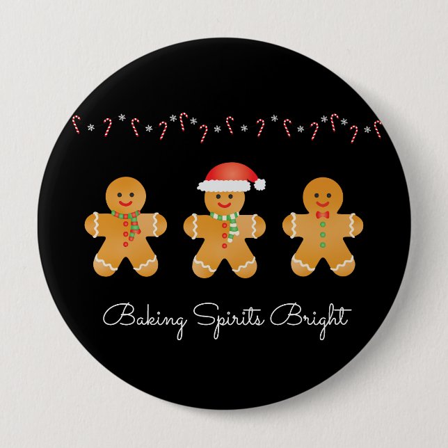 Baking Spirits Bright Gingerbread Men 4 Inch Round Button (Front)