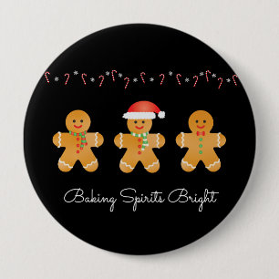 Baking Spirits Bright Gingerbread Men 4 Inch Round Button