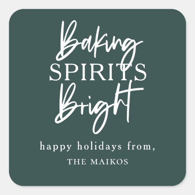 Baking Spirits Bright Green Holiday Square Sticker (Front)
