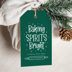 Baking Spirits Bright Green Personalized Holiday Gift Tags