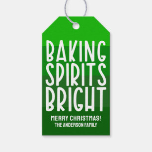 Baking Spirits Bright   Green Striped Christmas Gift Tags