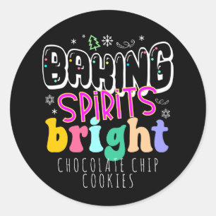 Baking Spirits Bright Holiday Cookie Cute Retro Classic Round Sticker