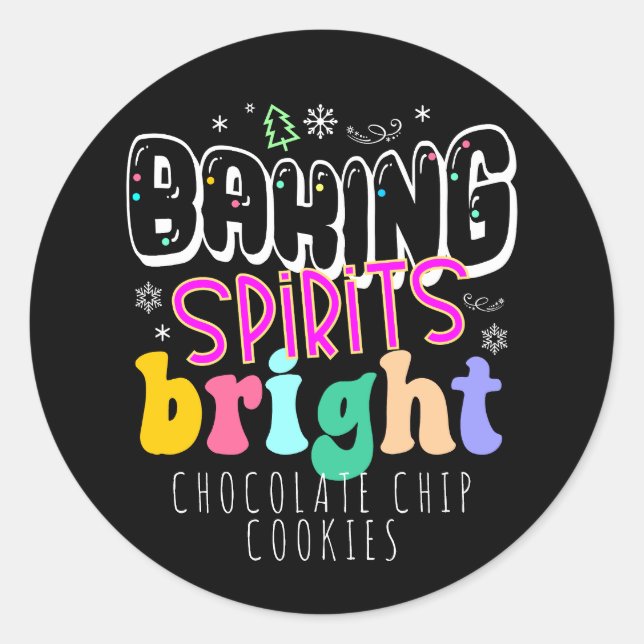 Baking Spirits Bright Holiday Cookie Cute Retro Classic Round Sticker (Front)