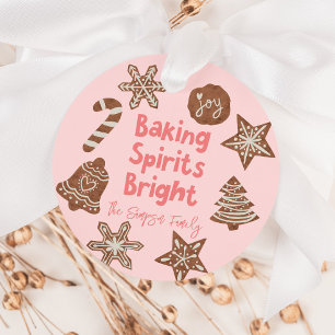 Baking Spirits Bright Holiday Cookies Pink Favour Tags