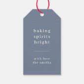 Baking Spirits Bright | Minimal Simple Blue Grey Gift Tags (Front)