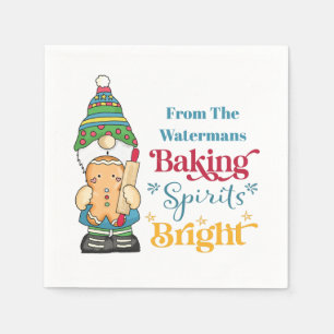 Baking Spirits Bright  Monogram Christmas Napkin