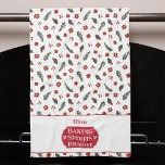 Baking Spirits Bright Monogrammed Christmas Kitchen Towel<br><div class="desc">Baking Spirits Bright Monogrammed Christmas kitchen towel. Festive holiday floral pattern to brighten up the kitchen this holiday season. Perfect for holiday cooking baking and decorating parties.  Modern logo style design with your name. Great as a gift for your favourite baker or for everyone attending your cookie baking party.</div>