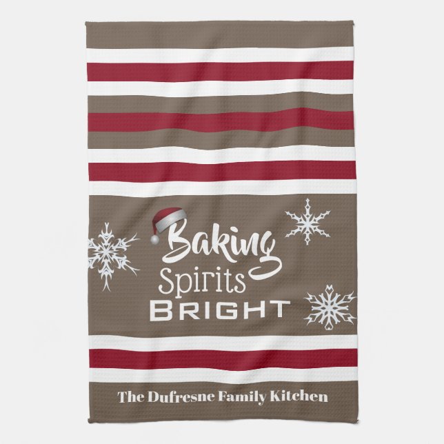 Baking Spirits Bright Personalized Holiday Kitchen Kitchen Towel (Vertical)