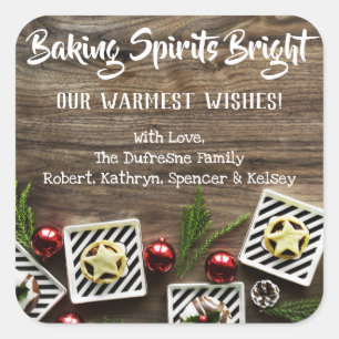 Baking Spirits Bright Personalized Square Sticker