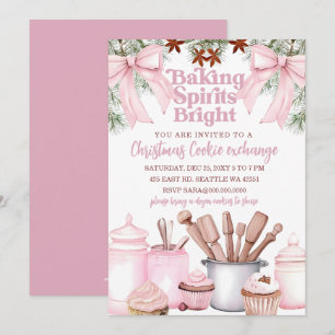 Baking Spirits Bright Pink Cookie Exchange  Invitation