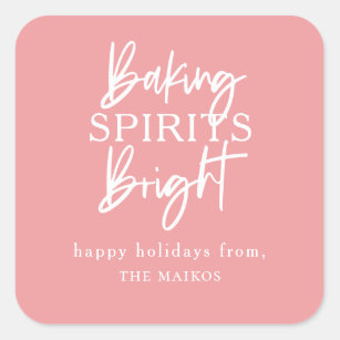 Baking Spirits Bright Pink Square Sticker