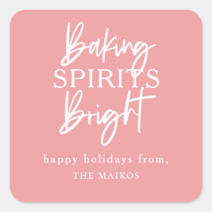 Baking Spirits Bright Pink Square Sticker