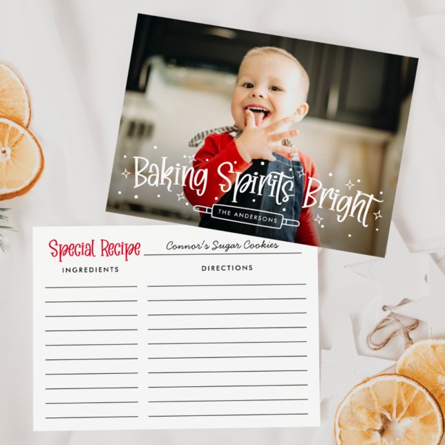 Baking Spirits Bright Recipe Card Holiday Photo (Creator Uploaded)