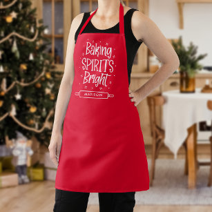 Baking Spirits Bright Red Personalized Christmas Apron