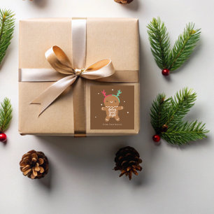 Baking Spirits Bright Reindeer Gingerbread Cookie Square Sticker