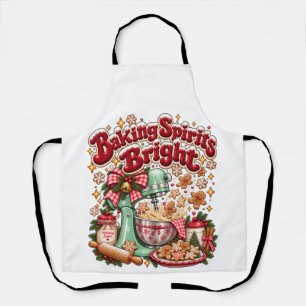  Baking Spirits Bright Retro Christmas Gingerbread Apron