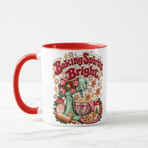 Baking Spirits Bright Retro Christmas Gingerbread Mug