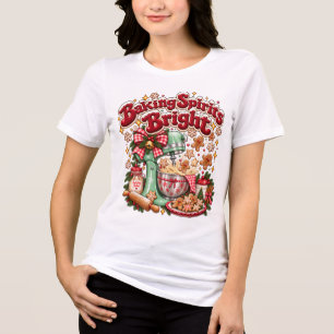 Baking Spirits Bright Retro Christmas Gingerbread Tri-Blend Shirt