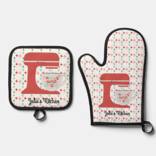 Baking Spirits Bright Retro Mixer Oven Mitt & Pot Holder Set