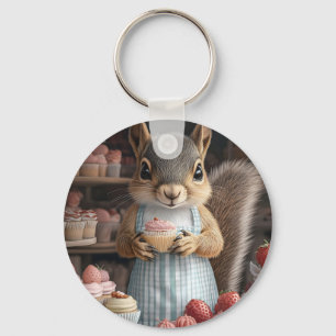 Baking Squirrel with Cupcake Keychain