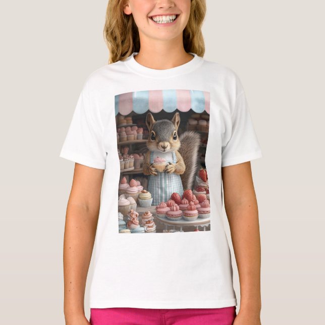 Baking Squirrel with Cupcake T-Shirt (Front)