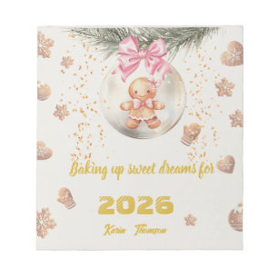 Baking Sweet Dreams Cute Gingerbread Bauble 2026 Notepad