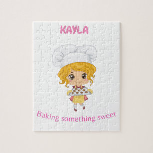 "Baking sweets" girls puzzle. Personalized name. Jigsaw Puzzle