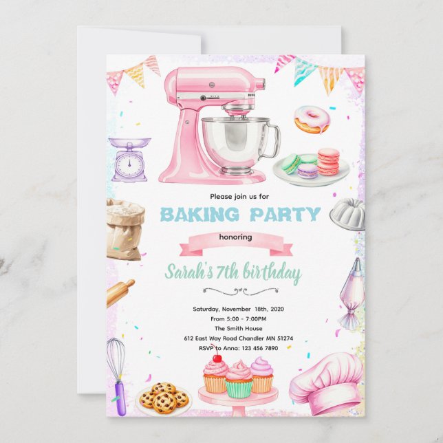 Baking theme party invitation (Front)