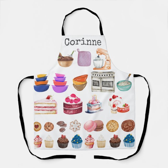 Baking Themes Cupcakes Cake Cookie Bowls Mixer Apron (Front)