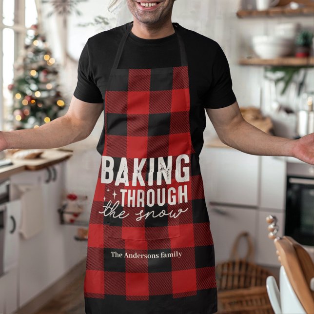 Baking Through the Snow Buffalo Plaid Christmas  Apron (Creator Uploaded)