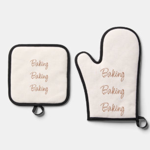 Baking Typography Oven Mitt & Pot Holder Set