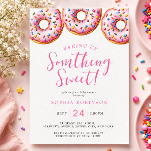 Baking Up Somthing Sweet Doughnuts Girl Baby Showe Invitation