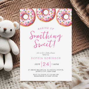Baking Up Somthing Sweet Doughnuts Girl Baby Showe Invitation