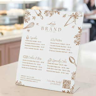 Baking Utensil Pastry Cake Bakery Menu Price List Pedestal Sign