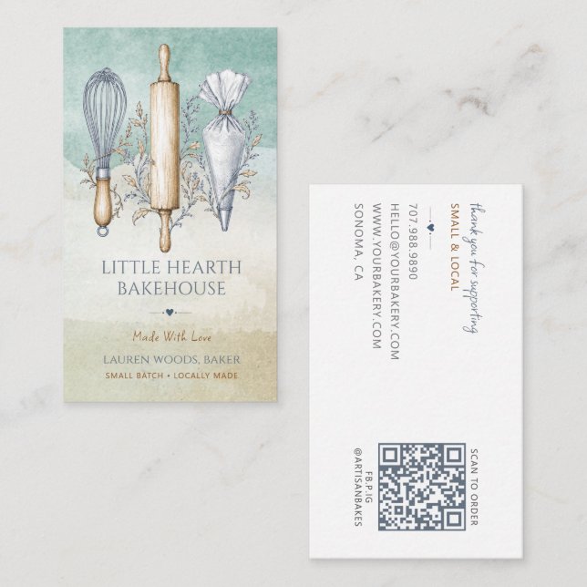 Baking Utensils Baker Bakery Pastry Chef Business Card (Front/Back)