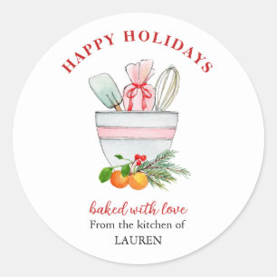 Baking Utensils Bakers Christmas Holiday Classic R Round Sticker