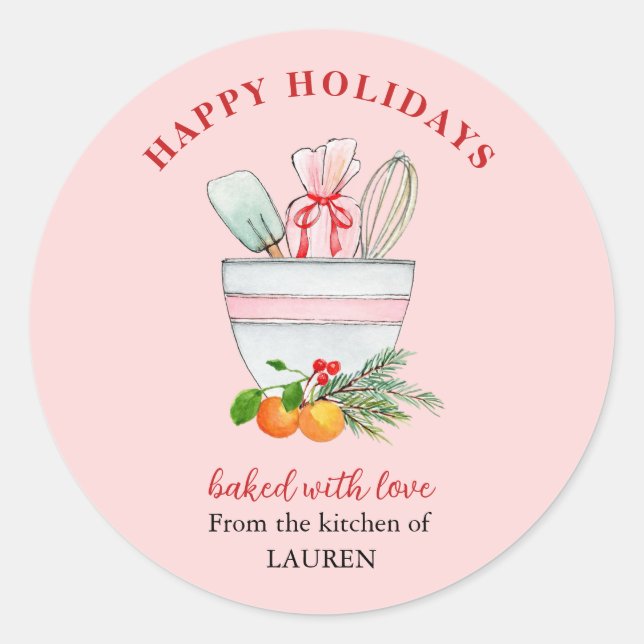 Baking Utensils Bakers Christmas Holiday Classic Round Sticker (Front)
