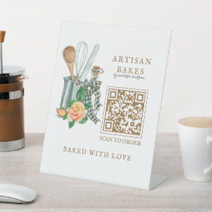 Baking Utensils Bakery Baker QRT Code Pedestal Sign